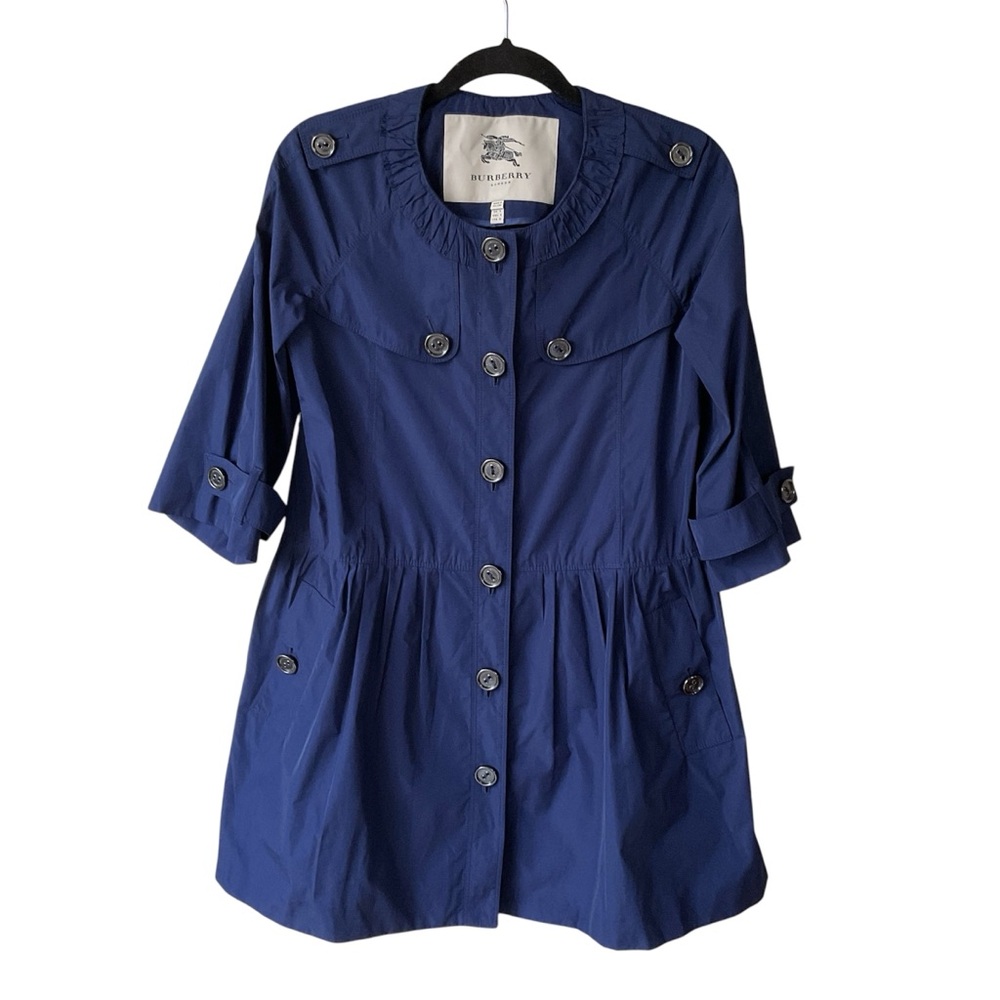 Burberry Collarless Short Trench Coat/Jacket Dark Blue Size 4